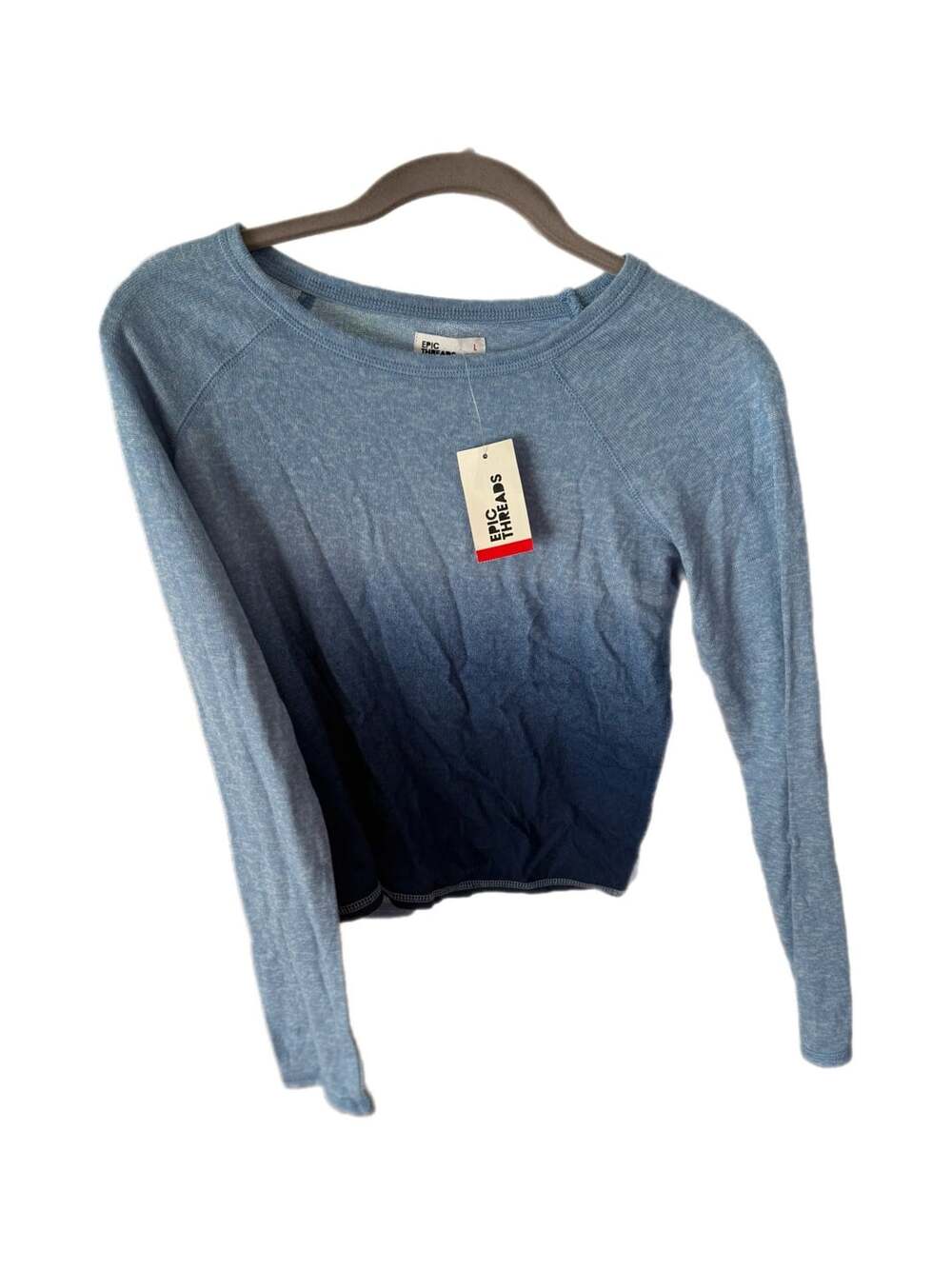 Epic Threads Fleece Rivera Ombre Blue Long Sleeve Knit Top Size Girls L NWT